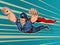 Police superhero. The policeman COP is flying