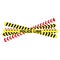 Police tape. Yellow taped barricade warning danger police stripes crime safety line attention border barrier, flat vector set