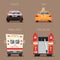 Police, Taxi, Ambulance car and Firetruck. Vector cartoon illustration