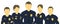 Police team. A group of policemen. Horizontal head banner. Women and men in uniform. Law and order. Law enforcement officers. Flat