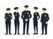Police team. A group of policemen. Women and men in uniform. Law and order. Law enforcement officers. Flat vector.
