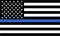 Police Thin Blue Line flag. The flag symbolizes pride in the police and law enforcement officers