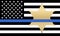 Police Thin Blue Line flag with Sheriff star. The flag symbolizes pride in the police and law enforcement officers