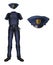 Police uniform and cap, policeman security costume
