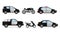 Police Vehicles with Patrol Car and Motorcycle Vector Set
