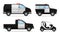 Police Vehicles with Patrol Car and Van Vector Set
