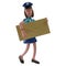 Police Woman 3D Cartoon Illustration carrying an envelope