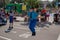 Police woman dancer jumping the rope in Sesame Street Party Parade at Seaworld 1