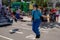 Police woman dancer jumping the rope in Sesame Street Party Parade at Seaworld 3.