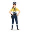 Police woman wearing patrol summer uniform. Happy smiling Europe policewoman agents. Isolated