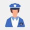 Police worker icon. Woman worker. Cartoon style. Vector Illustration