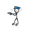 Policeman arrest criminal holding gun. Hand drawn. Stickman cartoon. Doodle sketch, Vector graphic illustration