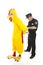 Policeman Arrests Man in Chicken Suit