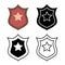 Policeman badge set. Emblem of a human rights defender, police officer. Trendy flat style for graphic design, web-site