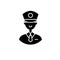 Policeman black icon, vector sign on isolated background. Policeman concept symbol, illustration