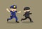Policeman Chase Thief Vector Cartoon Illustration