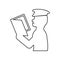 policeman checks documents icon. Element of Police for mobile concept and web apps icon. Outline, thin line icon for website