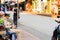 A policeman on a city street, Luang Prabang, Laos. Copy space for text.