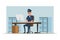 Policeman deskwork flat vector illustration