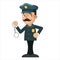 Policeman detective handcuffs police cartoon flat design vector illustration