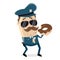Policeman eating donut