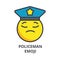 Policeman emoji vector line icon, sign, illustration on background, editable strokes