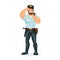 Policeman, with equipment: baton, pistol, handcuffs,