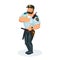 Policeman, with equipment: baton, pistol, handcuffs,