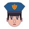 Policeman face avatar cartoon character blue lines