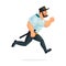 Policeman in form, run, in pursuit of criminals, offenders,