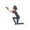 Policeman with Gun, Police Officer Arrested Criminal Vector Illustration