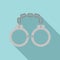 Policeman handcuffs icon, flat style