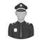 Policeman icon, black monochrome style