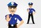 Policeman with mustache showing stop gesture