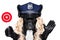 Policeman or policewoman with dog with stop sign