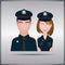policeman and policewoman. Vector illustration decorative design