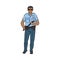 Policeman or secure guard with rubber club sketch vector illustration isolated.