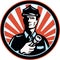 Policeman Security Guard Flashlight Retro