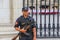 Policeman standing near Government Palace in Lima, Peru.