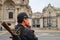 Policeman standing near Government Palace in Lima, Peru.