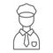 Policeman thin line icon, police and person, police officer sign, vector graphics, a linear pattern on a white
