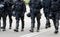 Policemen and carabinieri marching through the streets of the ci