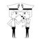 Policemen working avatar cartoon character in black and white