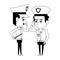 Policemen working avatar cartoon character in black and white