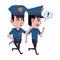 Policemen working avatar cartoon character blue lines