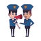 Policemen working avatar cartoon character blue lines