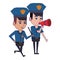 Policemen working avatar cartoon character blue lines