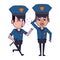 Policemen working avatar cartoon character blue lines