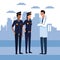 Polices couple and doctor man standing icon, colorful design