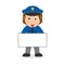 Policewoman Character with Blank Banner